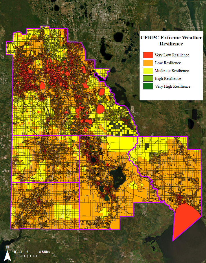 Severe Storms Resilience map for the Avon Park Air Force Range Sentinel Landscape